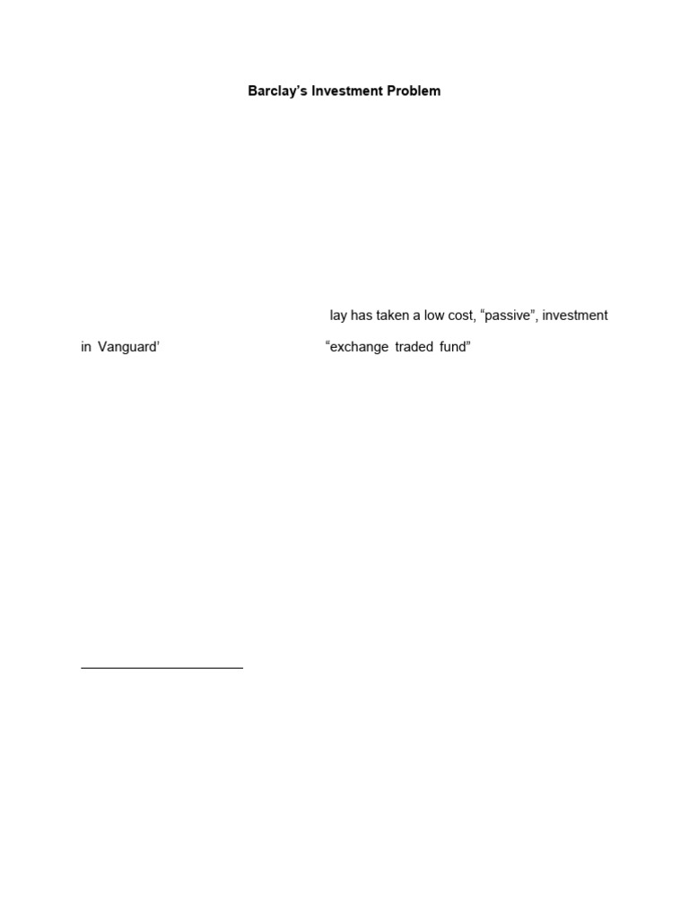 Barclays Investment Problem | PDF | Investment Fund | Exchange Traded Fund