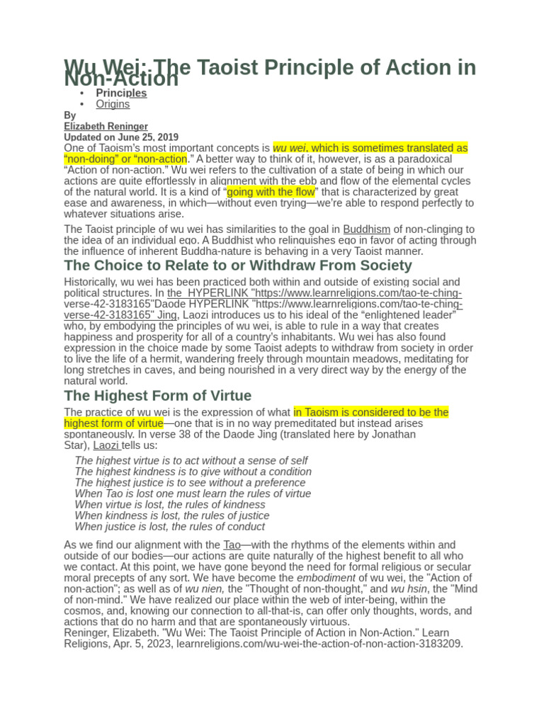Wu Wei Pdf Tao Eastern Philosophy