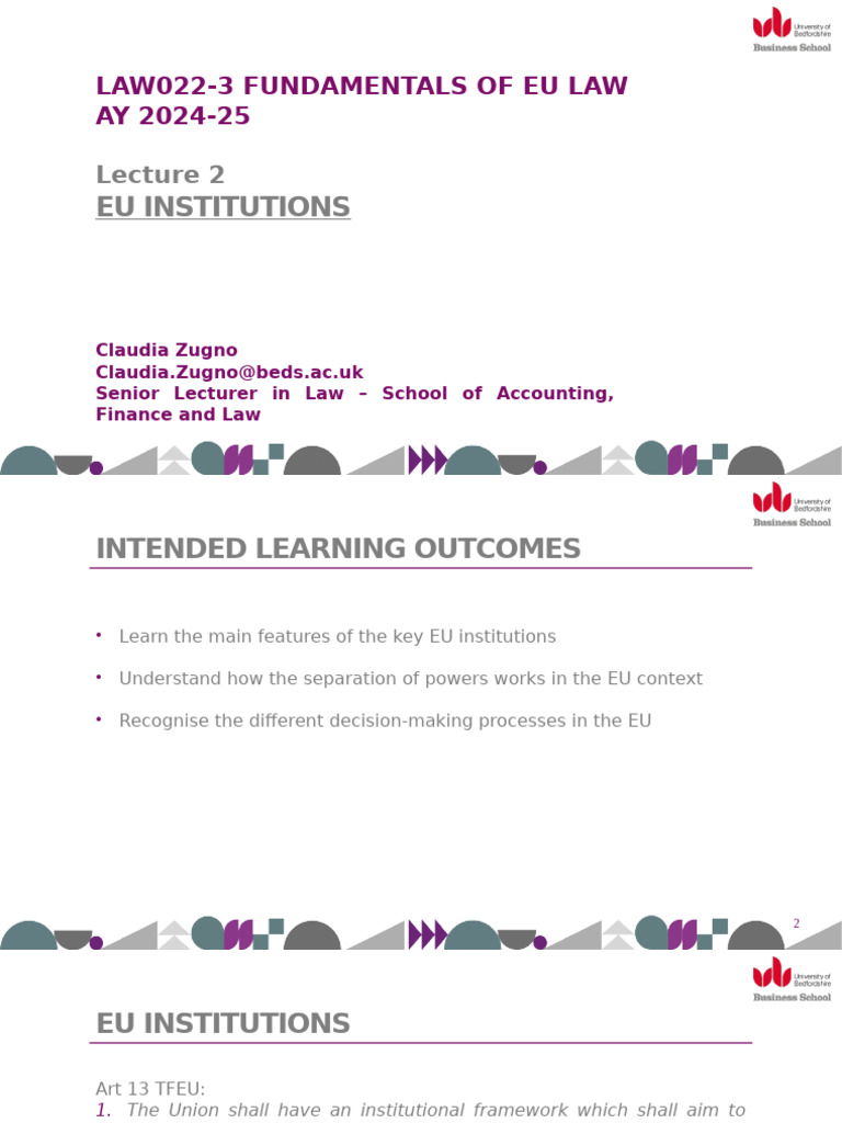Overview of Key EU Institutions | PDF | World Politics | European ...