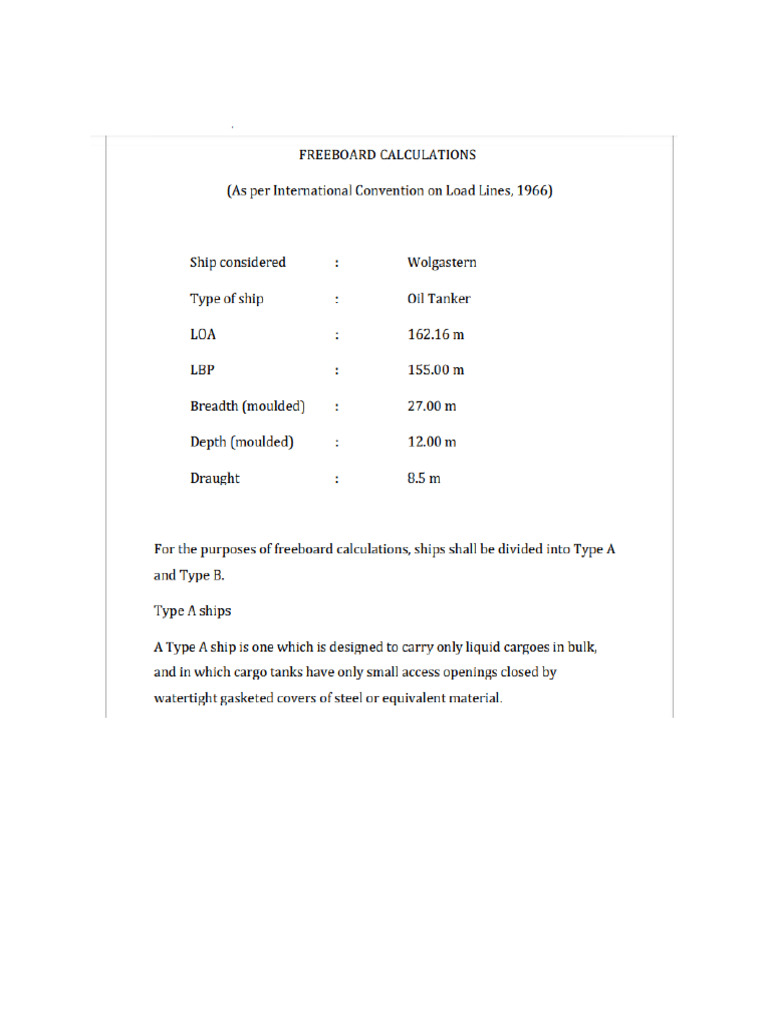 Freeboard Calculation Oil Tanker | PDF