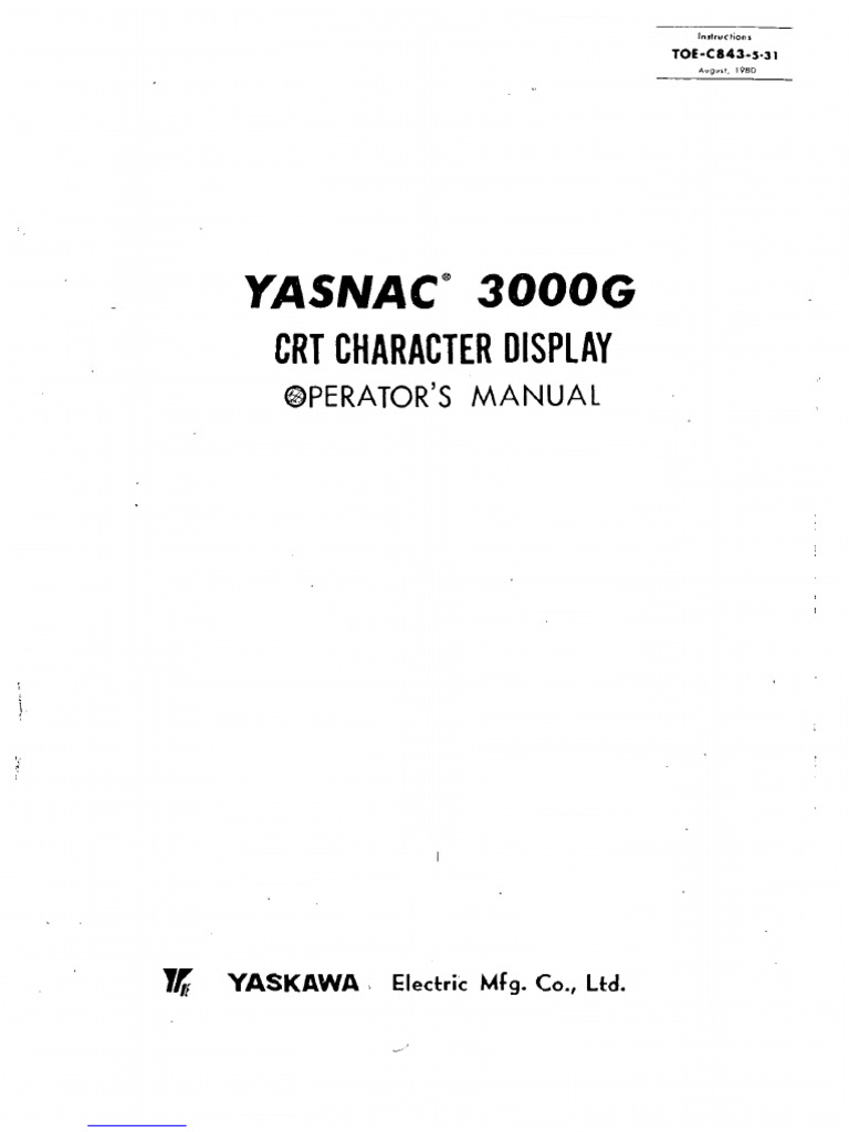 YASNAC 3000G CRT Display Manual | PDF | Parameter (Computer Programming ...