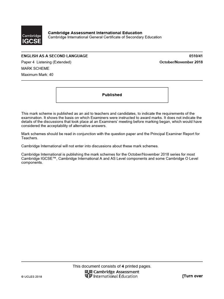 Cambridge Assessment International Education: English As A Second ...