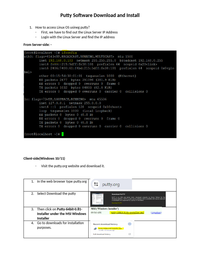 Putty Installation Guide for Windows 10/11 | PDF | Operating System | Unix