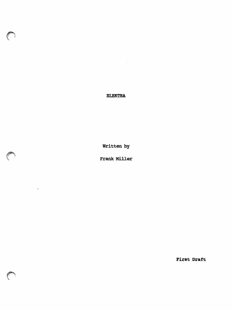 Elektra Written by Frank Miller (First Draft - Undated) | PDF | Mystery ...