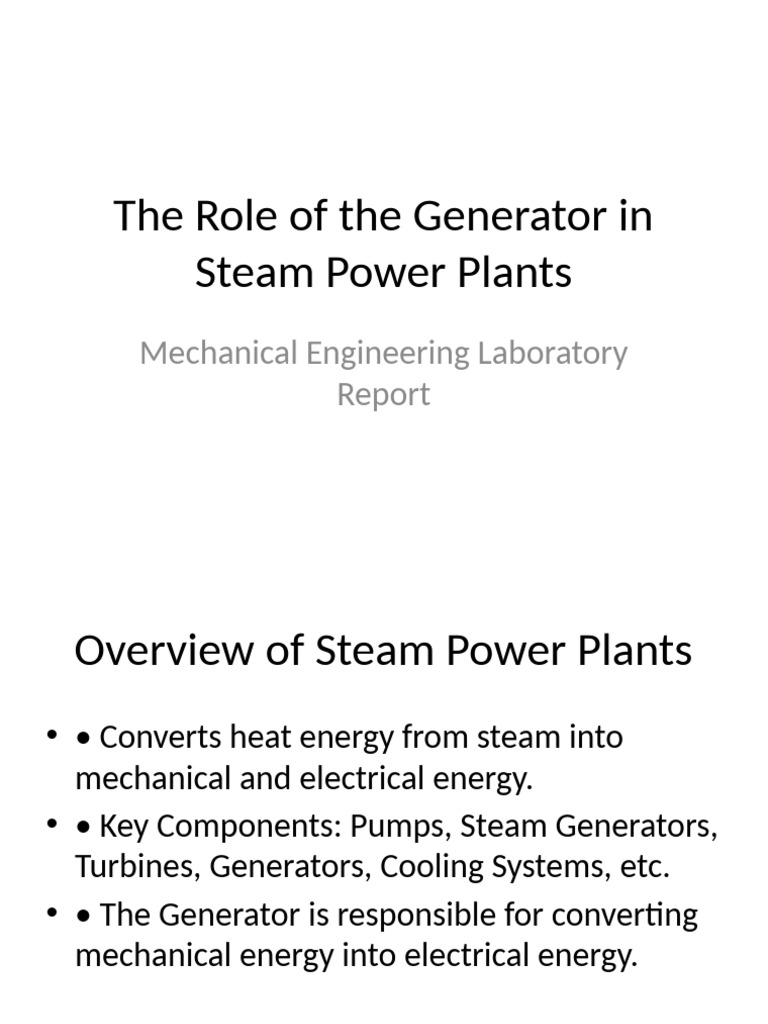 Importance Of Generators In Steam Plants Pdf