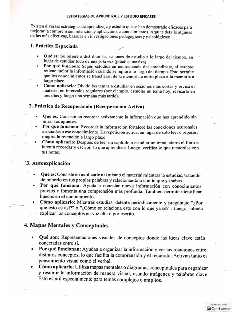 Estrategias de Aprendizaje y Estudio Eficaces | PDF