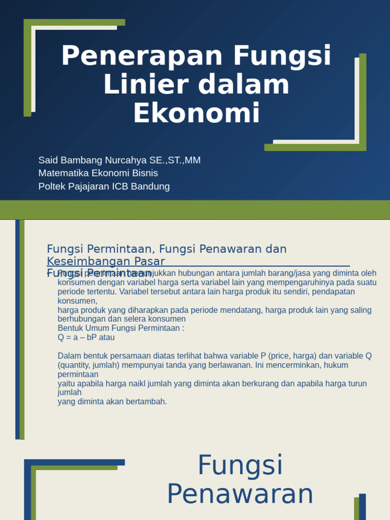 2.penerapan Fungsi Linier Dalam Ekonomi | PDF