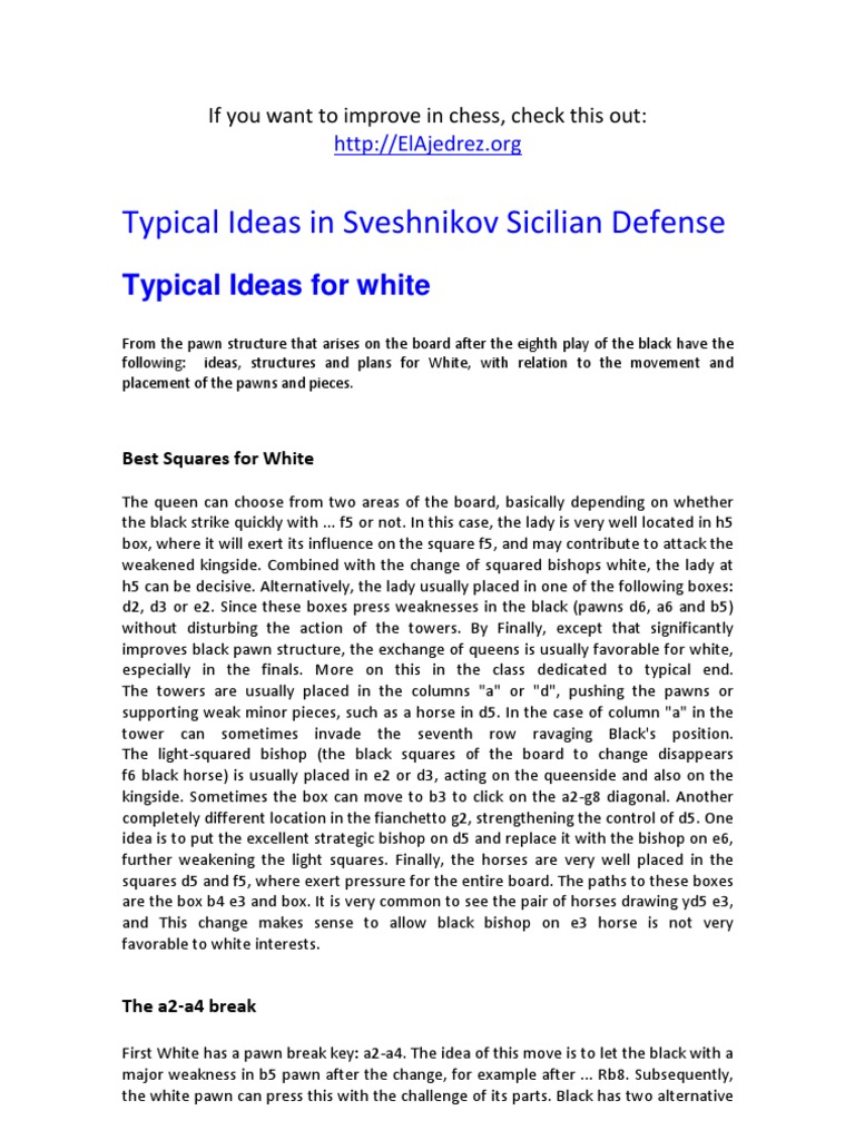 Sveshnikov Sicilian Defense CHess | PDF | Chess Openings | Game Theory