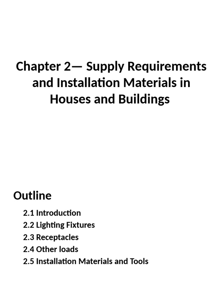 Chapter 2 - Supply Requirements and Installation Materials | PDF | Fuse ...
