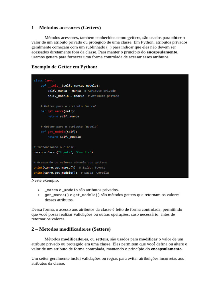 Getters e Setters em Python: Encapsulamento | PDF