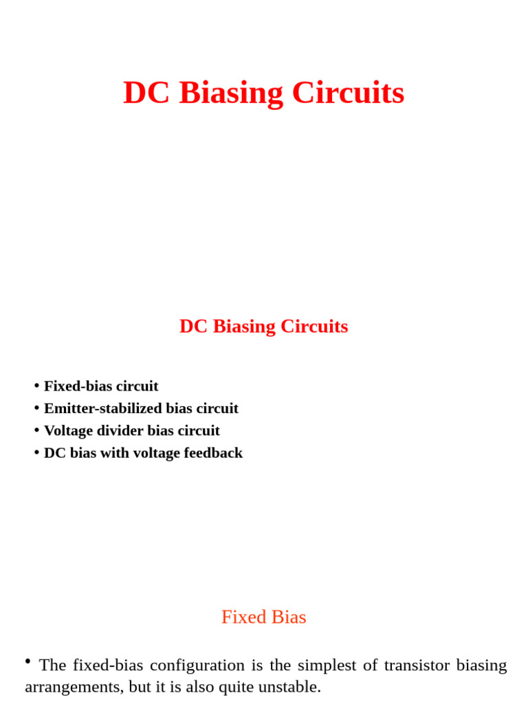DC Biasing Circuits Explained | PDF | Electrical Network | Electrical ...