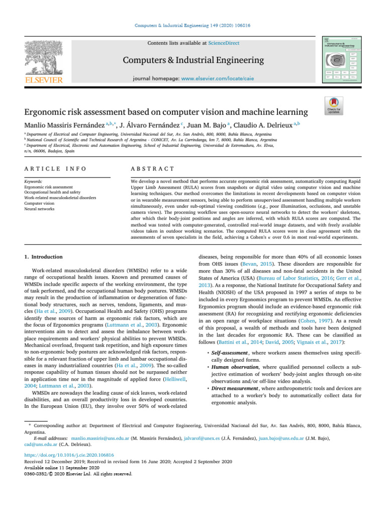 Ergonomic Risk Assessment with AI | PDF | Occupational Safety And ...