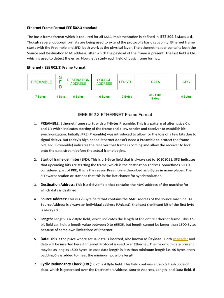 Ethernet Frame Format Overview | PDF | Ethernet | Computer Network