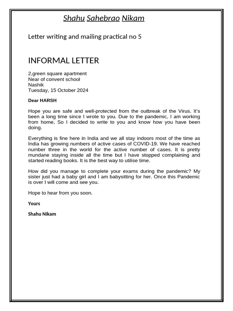 Letter Writing and Mailing Practical No 5 | PDF | Self-Improvement ...