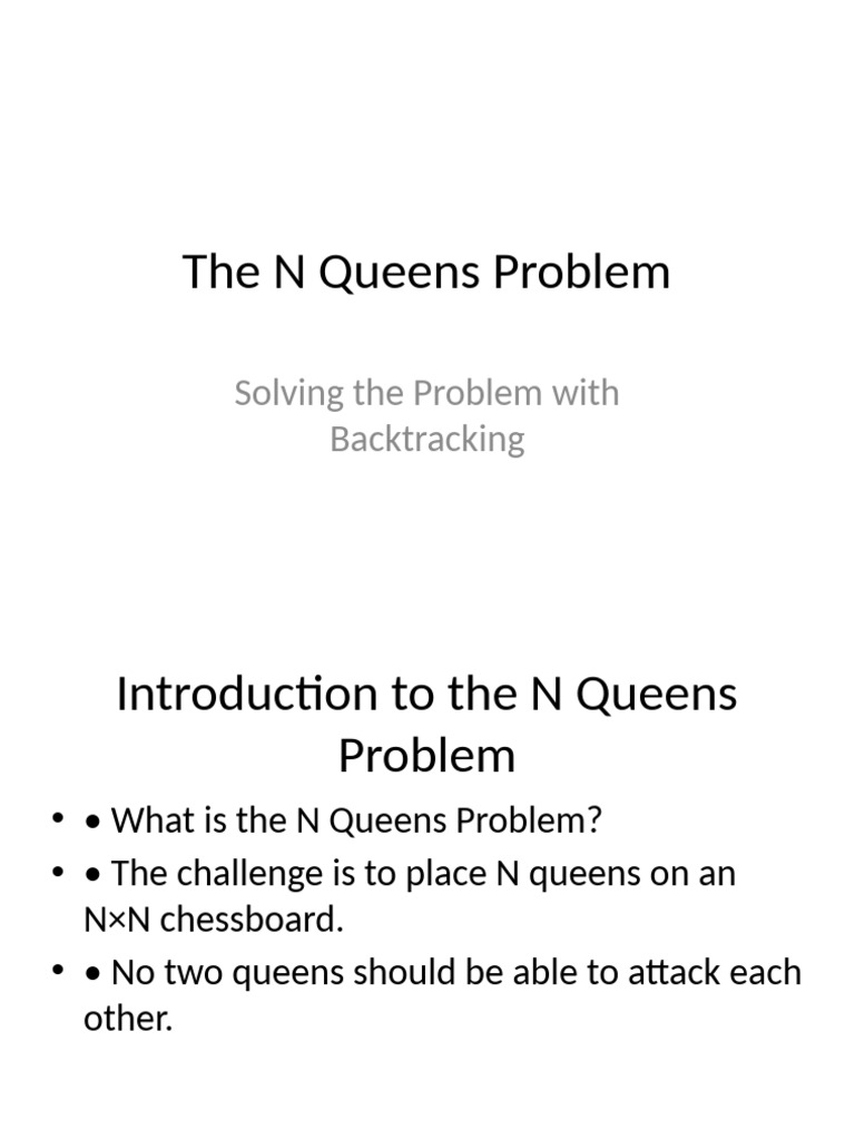 N Queens Problem Presentation | PDF | Home & Garden | Computers