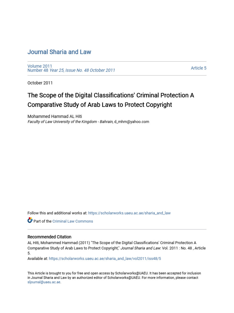 Digital Copyright Protection in Arab Law | PDF | Written Communication ...