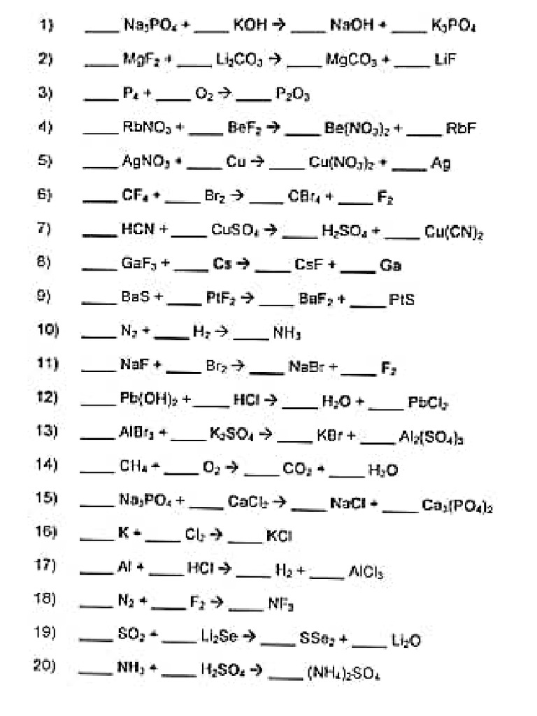 Balancing Worksheet by CATALYST | PDF