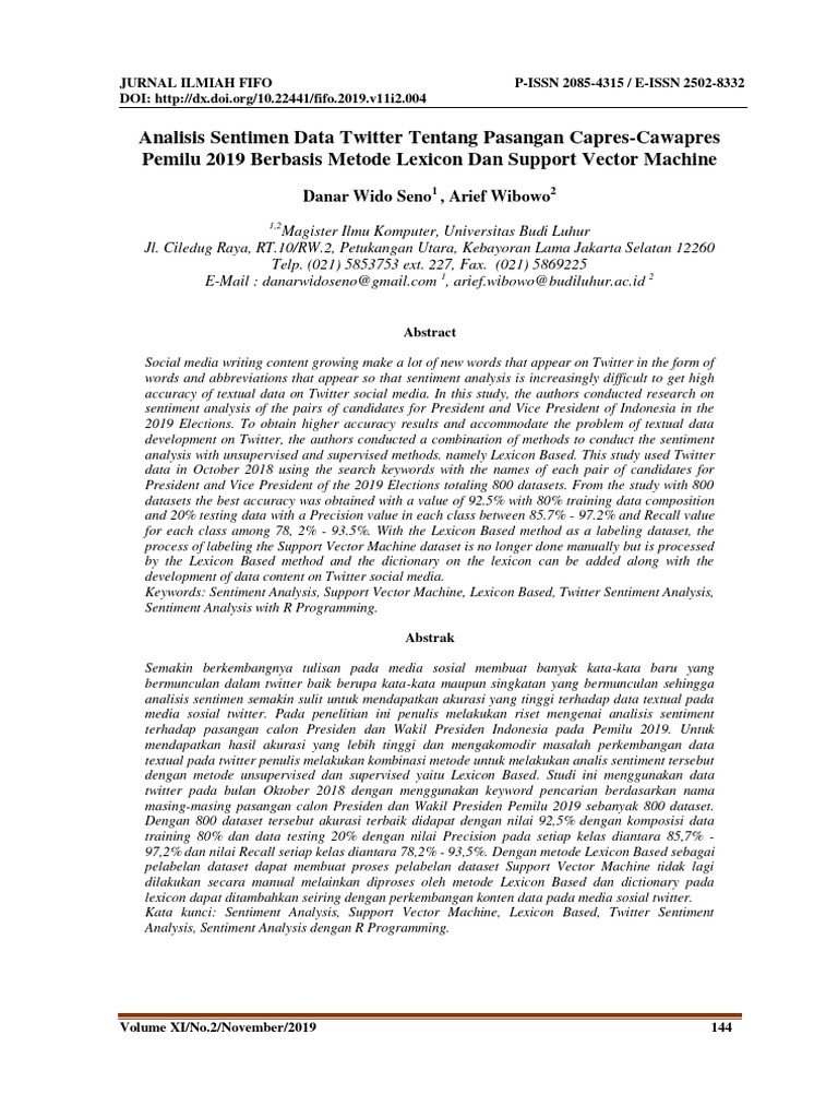 Analisis Sentimen Capres 2019 di Twitter | PDF | Ilmu Sosial