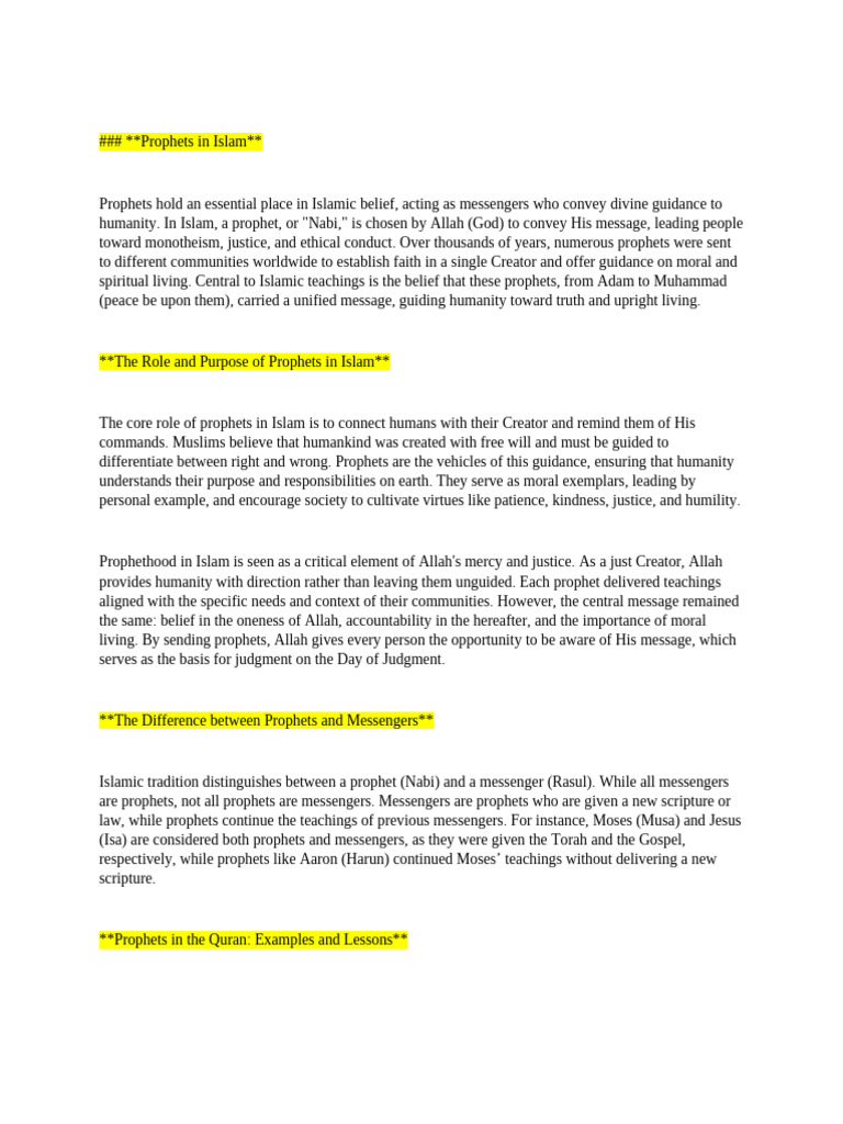 Prophets In Islam Pdf Prophets And Messengers In Islam Tawhid