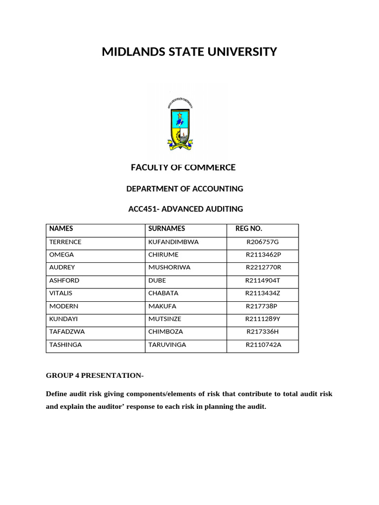 Acc451-Advanced Auditing Presentation Group 4 | PDF | Audit | Internal ...