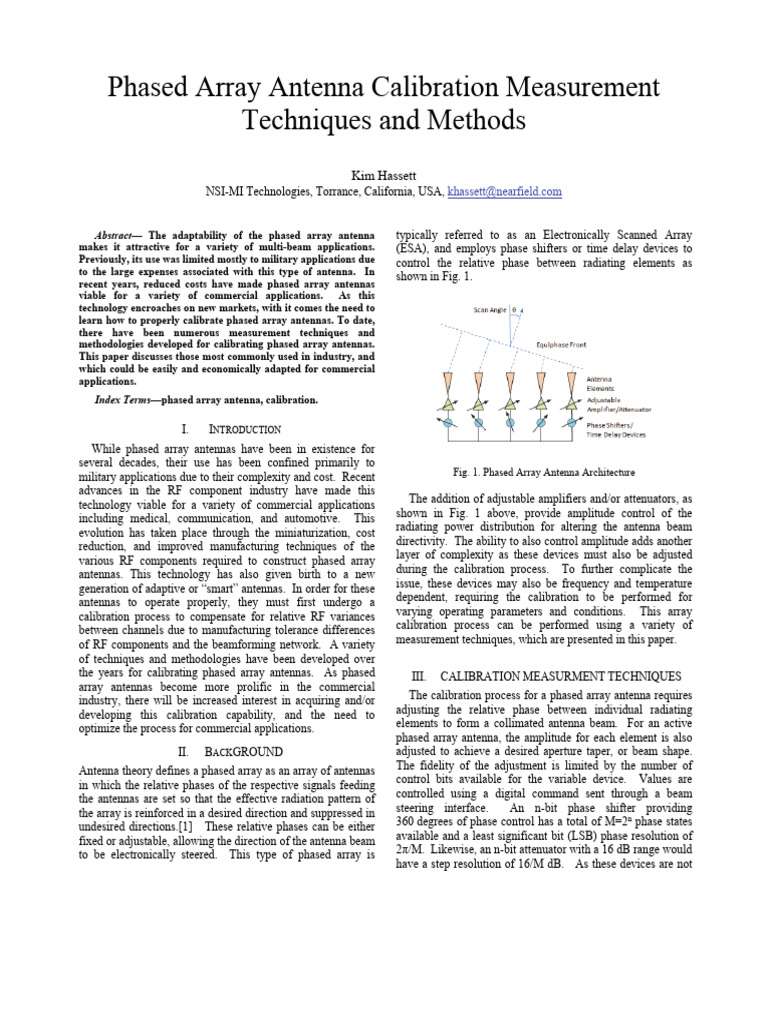 Phased Array Antenna Calibration Methods | PDF | Antenna (Radio ...