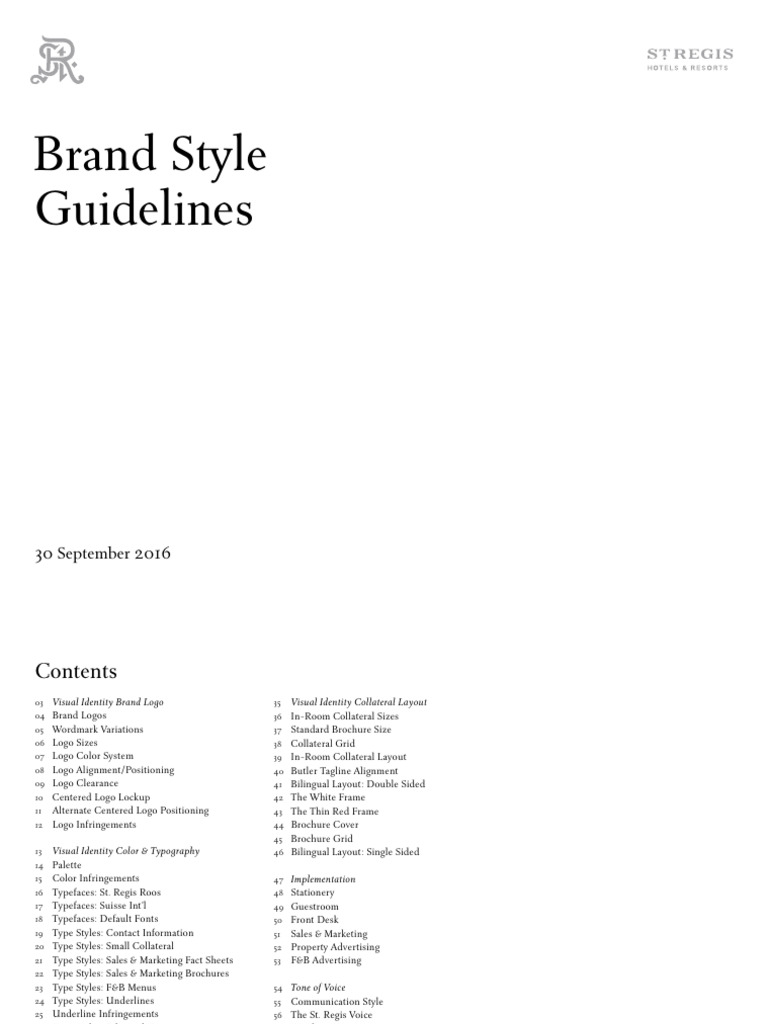 St. Regis Brand Style Guidelines | PDF | Logos | Sans Serif