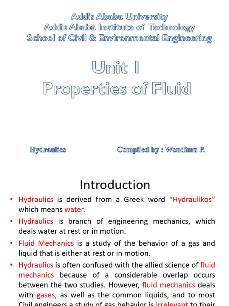 Fluid Properties and Hydraulics Overview | PDF | Density | Stress ...