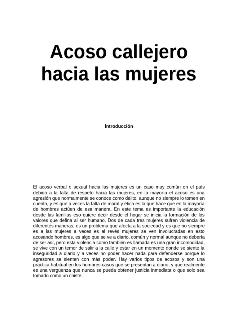 Acoso Callejero Hacia Las Mujeres | PDF | Acoso sexual | Violencia