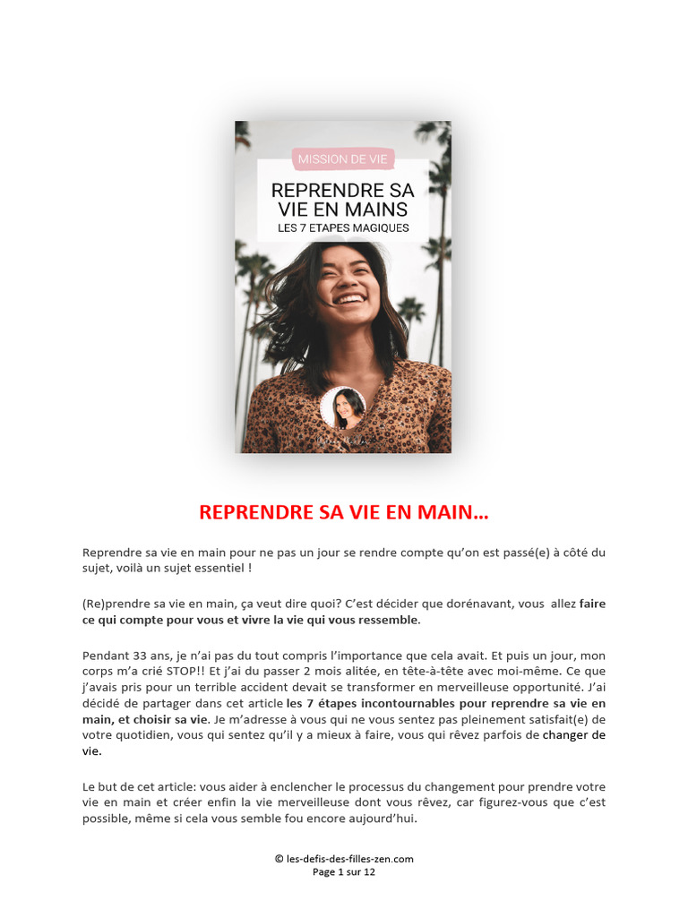7 étapes pour reprendre sa vie en main | PDF | Motivation | Motivant