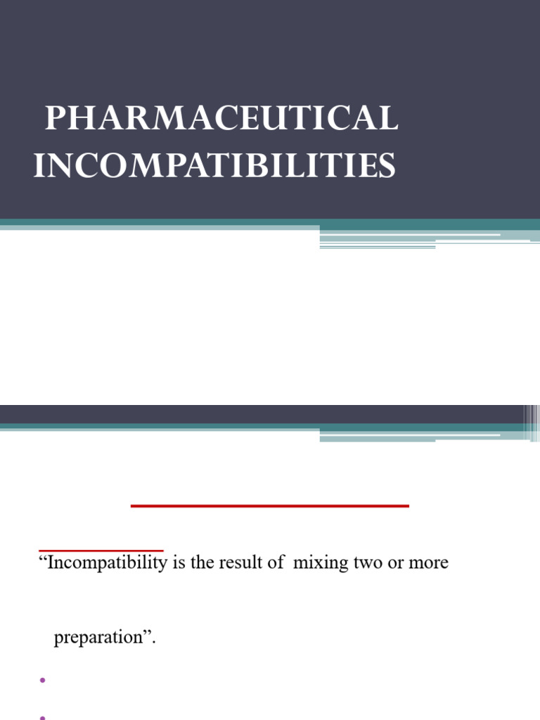 Understanding Pharmaceutical Incompatibilities | PDF | Salt (Chemistry ...