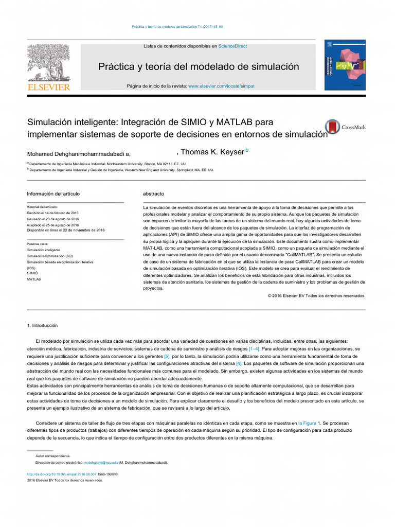 Integración de SIMIO y MATLAB en Simulación | PDF | Simulación | Software