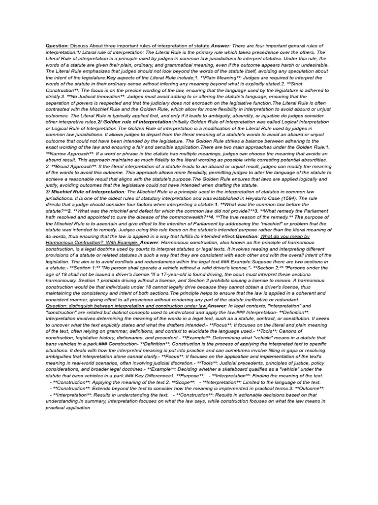 Interpretation of statute pdf statutory interpretation plain