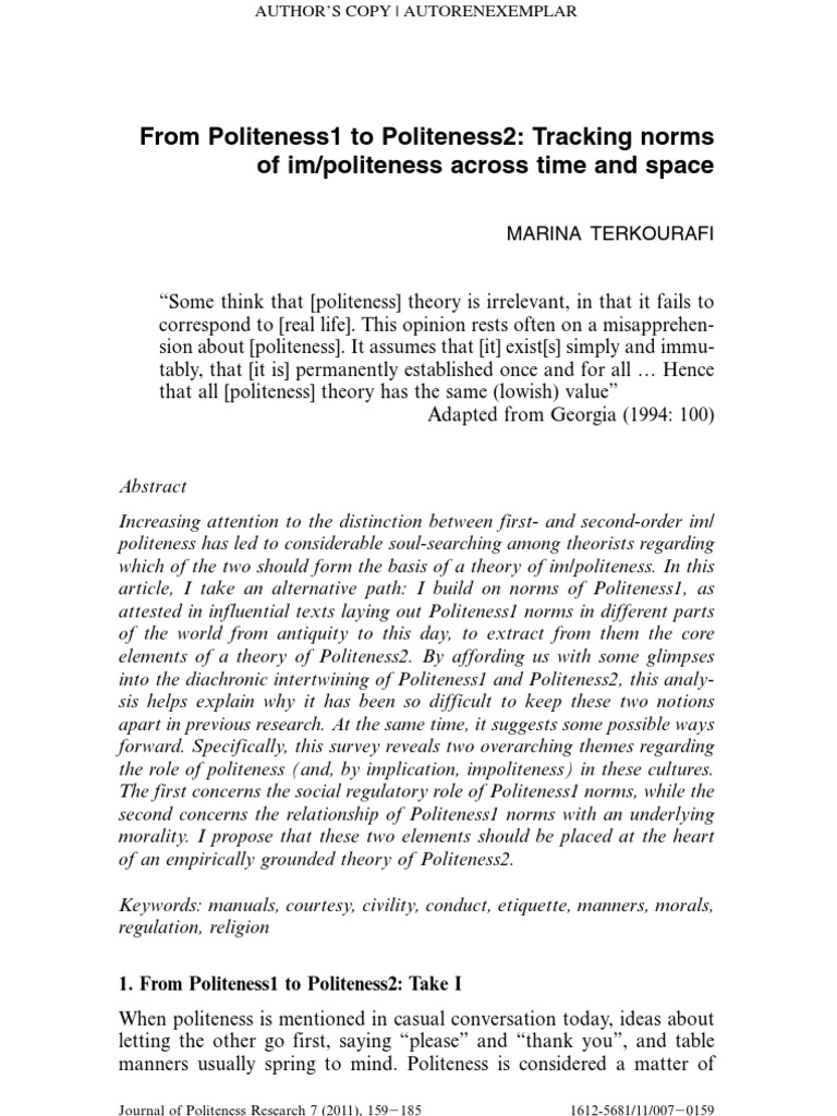 Politeness theory thesis image