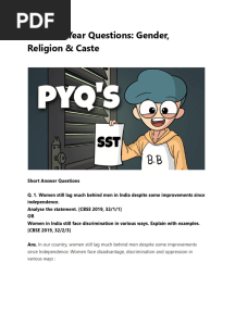Previous Year Questions Gender, Religion - Caste