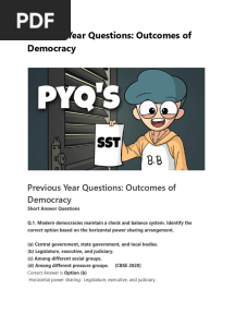 Previous Year Questions Outcomes of Democracy