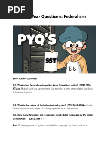 Previous Year Questions Federalism