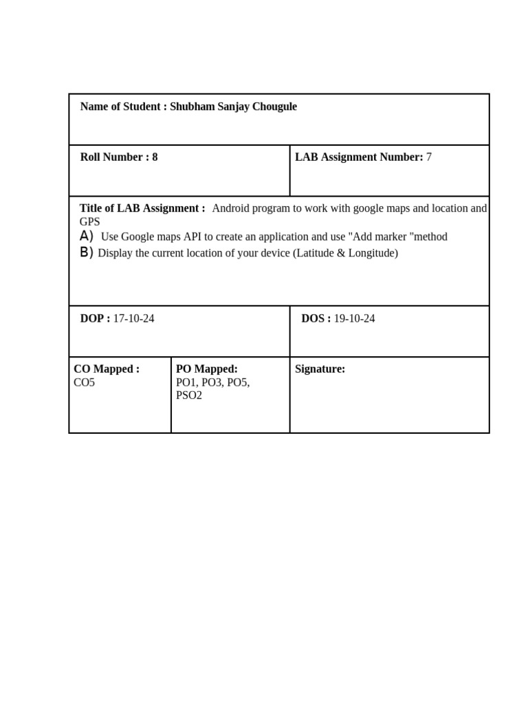 Name of student shubham sanjay chougule pdf android operating
