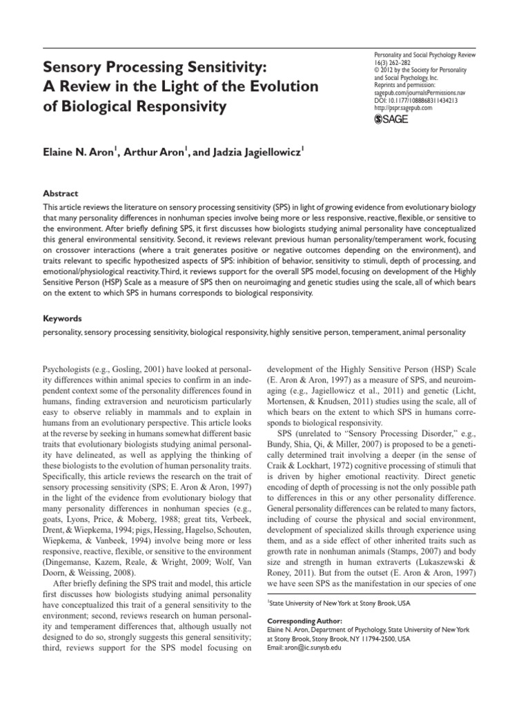 Sensory Processing Sensitivity Review | PDF | Cognitive Science ...