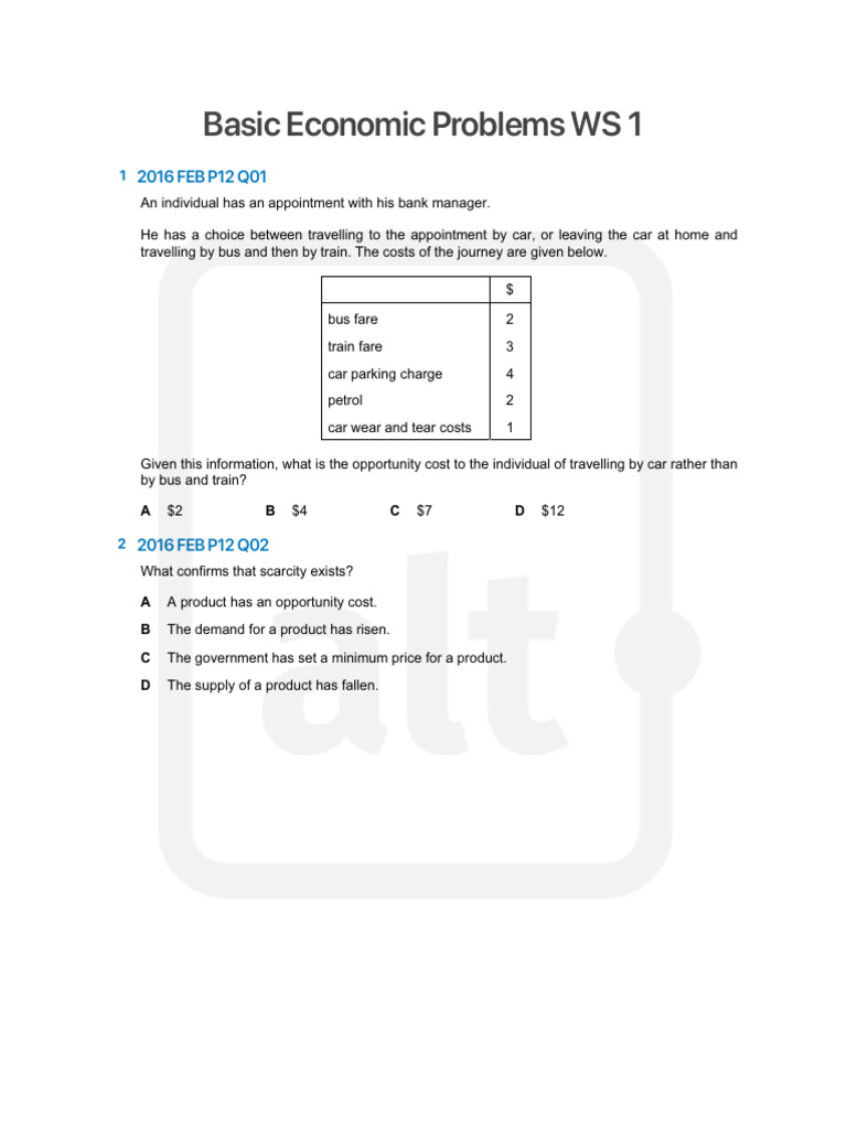 Opportunity Cost in Economic Choices | PDF | Shortage | Business Economics