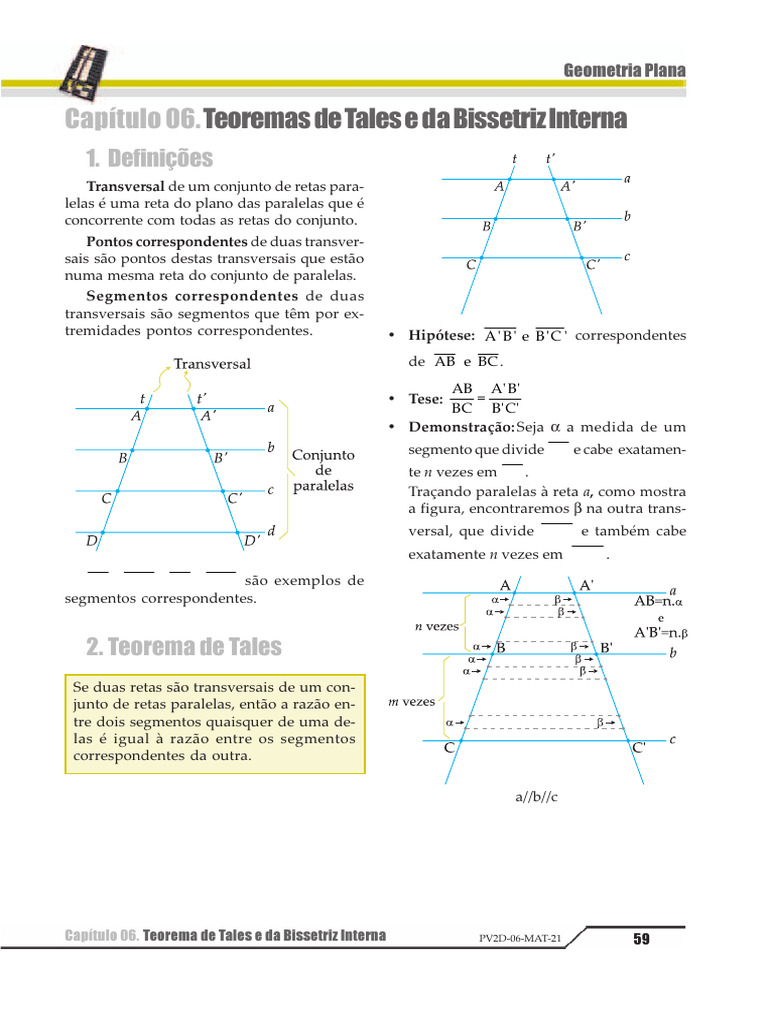 Semelhanc3a7a de Tric3a2ngulos e Teorema de Tales Resumo | PDF ...