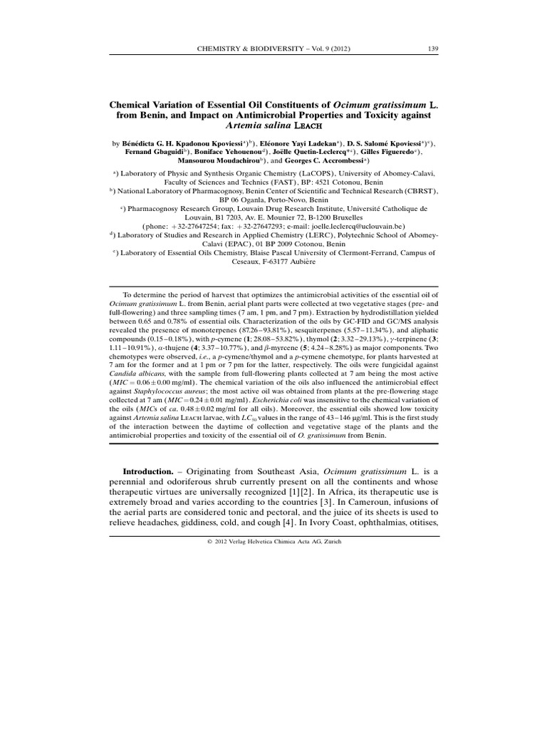 Kpadonoukpoviessi 2012 | PDF | Gas Chromatography
