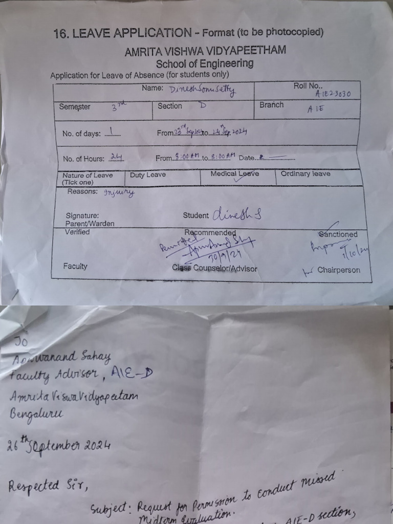 Student Leave Application Format | PDF