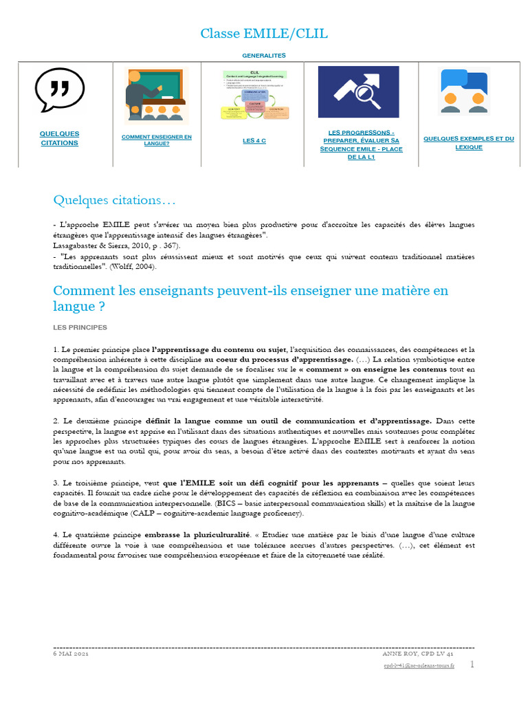 Approche EMILE : Principes et Méthodes | PDF | Apprentissage | Traductions