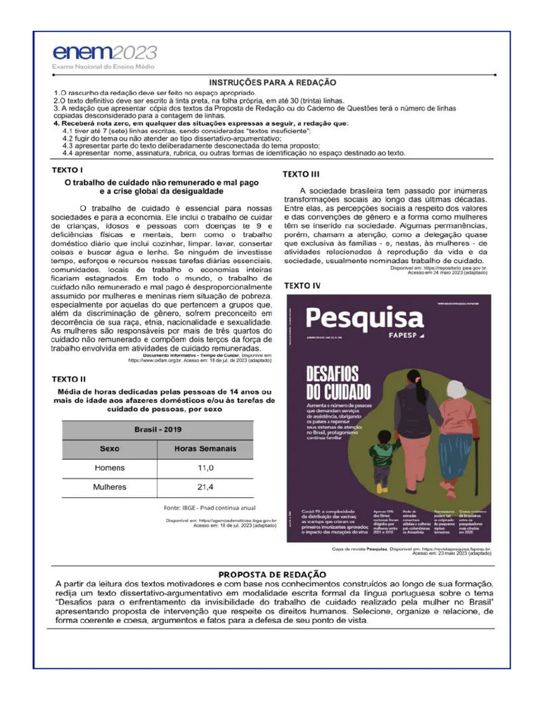 Proposta de Redação Enem 2023 | PDF
