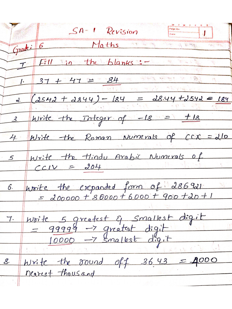 Grade 6 Math Sa 1 Revision Pdf