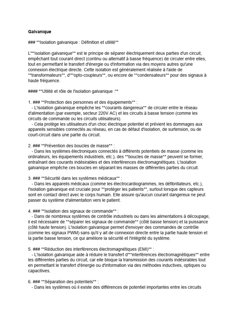 Isolation Galvanique : Sécurité et Applications | PDF | Transformateur ...