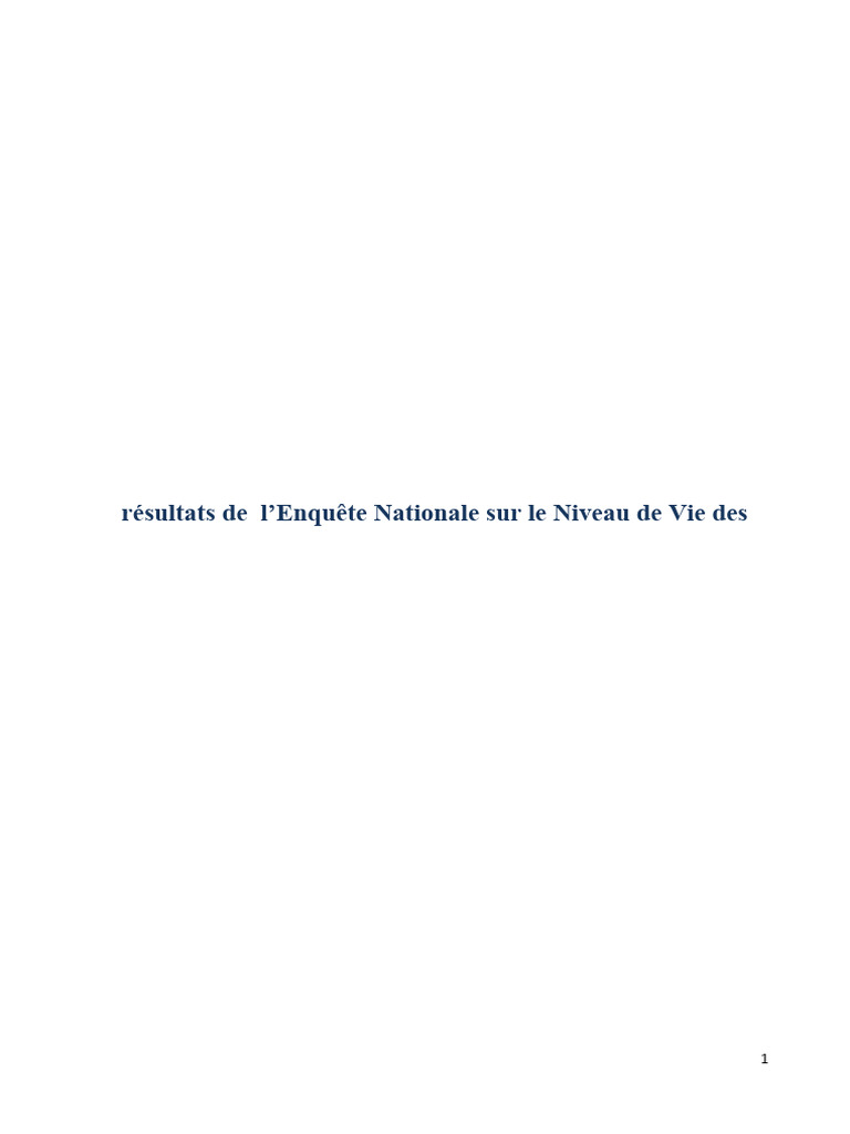 Evolution Du Niveau de Vie de La Population ENNVM2022 | PDF | Pauvreté ...