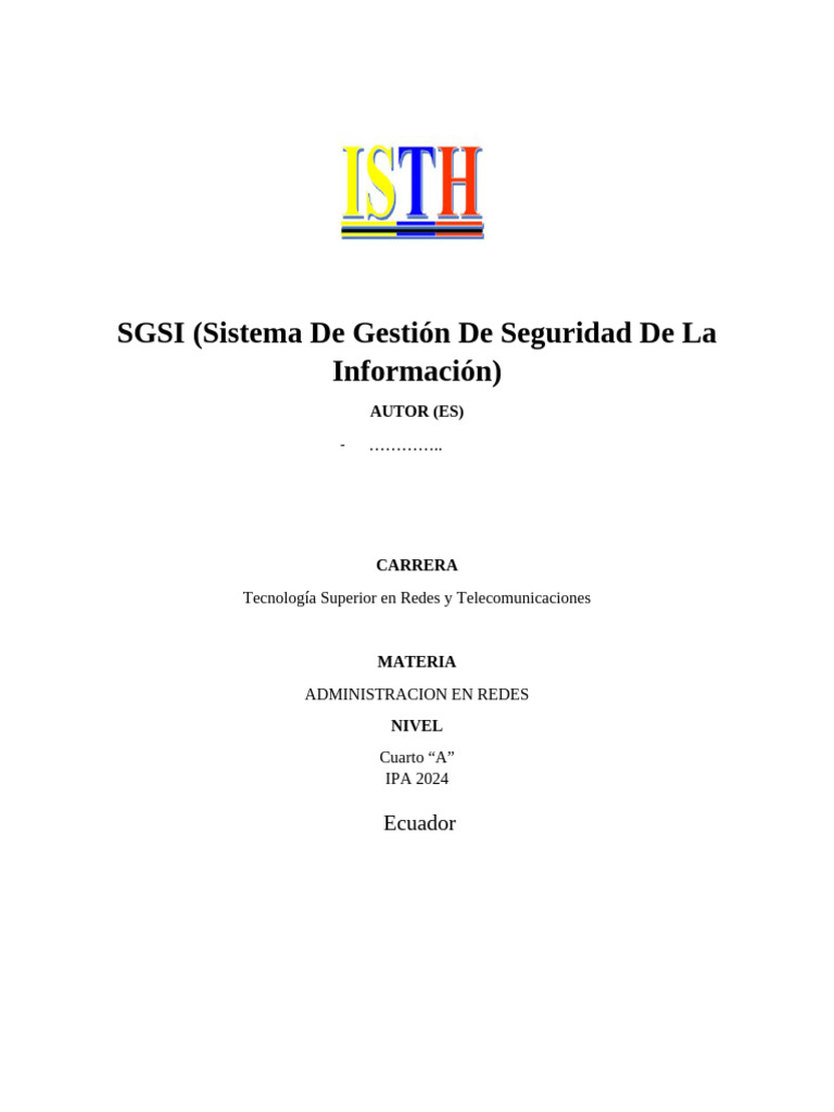 Sgsi Final Sanchin Pdf La Seguridad Informática Seguridad