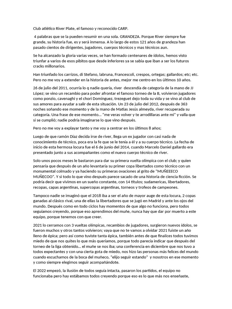 La Grandeza de River Plate y el Muñeco | PDF | Asociación de Futbol ...