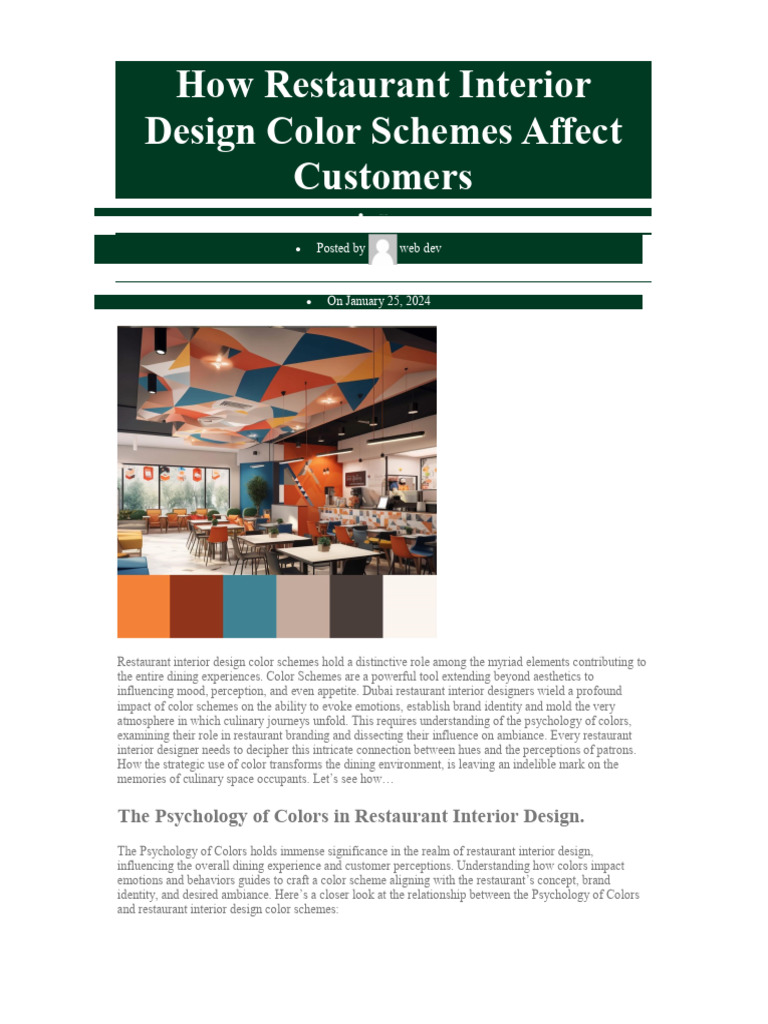 Color Psychology in Restaurant Design | PDF | Color | Brand